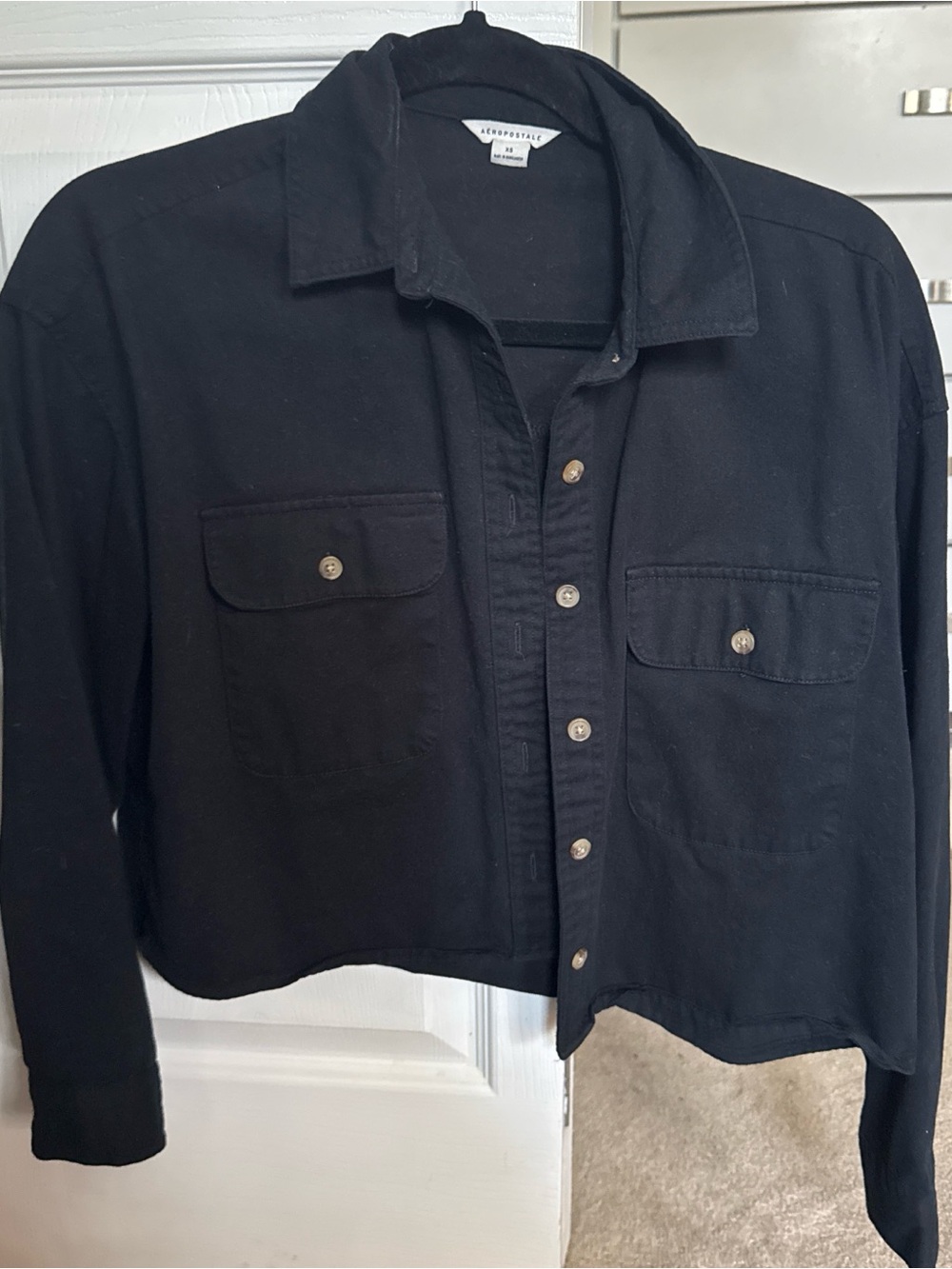 Aeropostale Black Cropped Jean Jacket